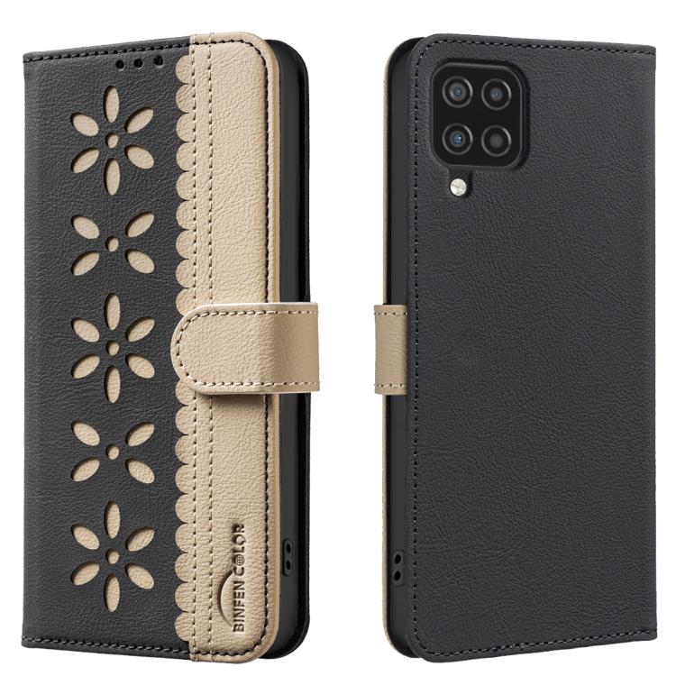 Custodia per telefono in pelle con motivo floreale traforato e protezione RFID., For Samsung Galaxy A13, For Samsung Galaxy A52 / A52S, For Samsung Galaxy A02S / A03S, For Samsung Galaxy A22 4G