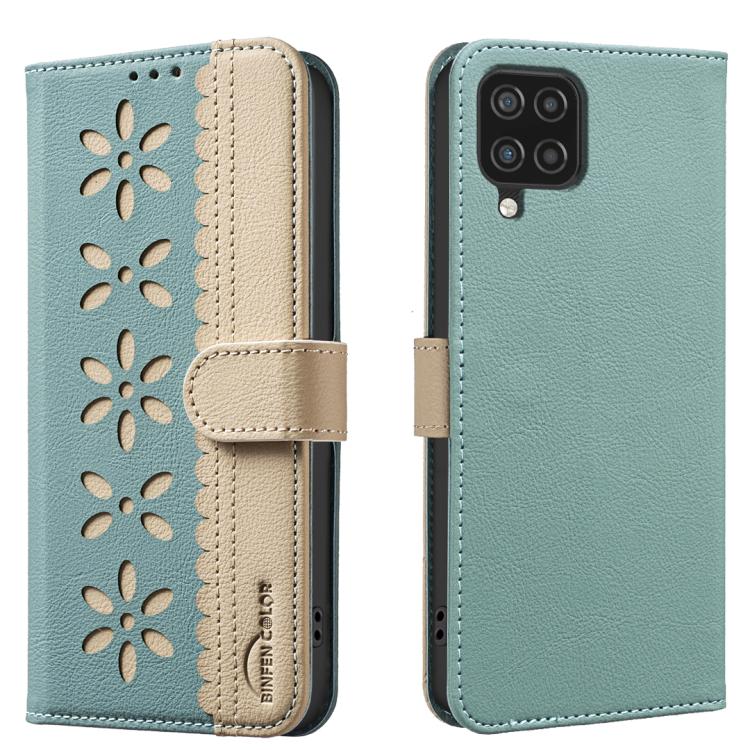 Custodia per telefono in pelle con motivo floreale traforato e protezione RFID., For Samsung Galaxy A13, For Samsung Galaxy A52 / A52S, For Samsung Galaxy A02S / A03S, For Samsung Galaxy A22 4G