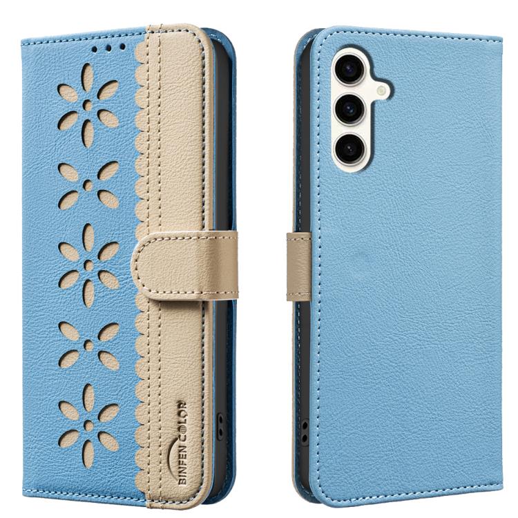 Custodia per telefono in pelle con motivo floreale traforato e protezione RFID., For Samsung Galaxy A35 5G, For Samsung Galaxy A05, For Samsung Galaxy A05S, For Samsung Galaxy A24 4G