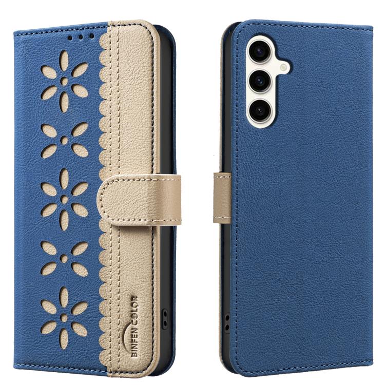 Custodia per telefono in pelle con motivo floreale traforato e protezione RFID., For Samsung Galaxy A26 5G, For Samsung Galaxy A16, For Samsung Galaxy A15, For Samsung Galaxy A55 5G