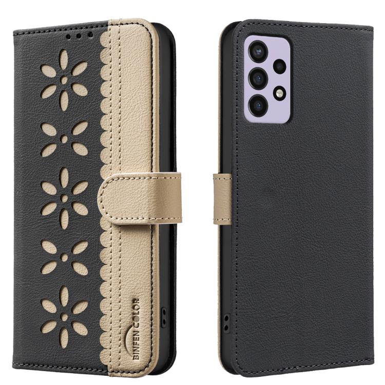 Custodia per telefono in pelle con motivo floreale traforato e protezione RFID., For Samsung Galaxy A22 5G, For Samsung Galaxy A32 4G, For Samsung Galaxy A72, For Samsung Galaxy A32 5G