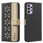 Custodia per telefono in pelle con motivo floreale traforato e protezione RFID., For Samsung Galaxy A13, For Samsung Galaxy A52 / A52S, For Samsung Galaxy A02S / A03S, For Samsung Galaxy A22 4G