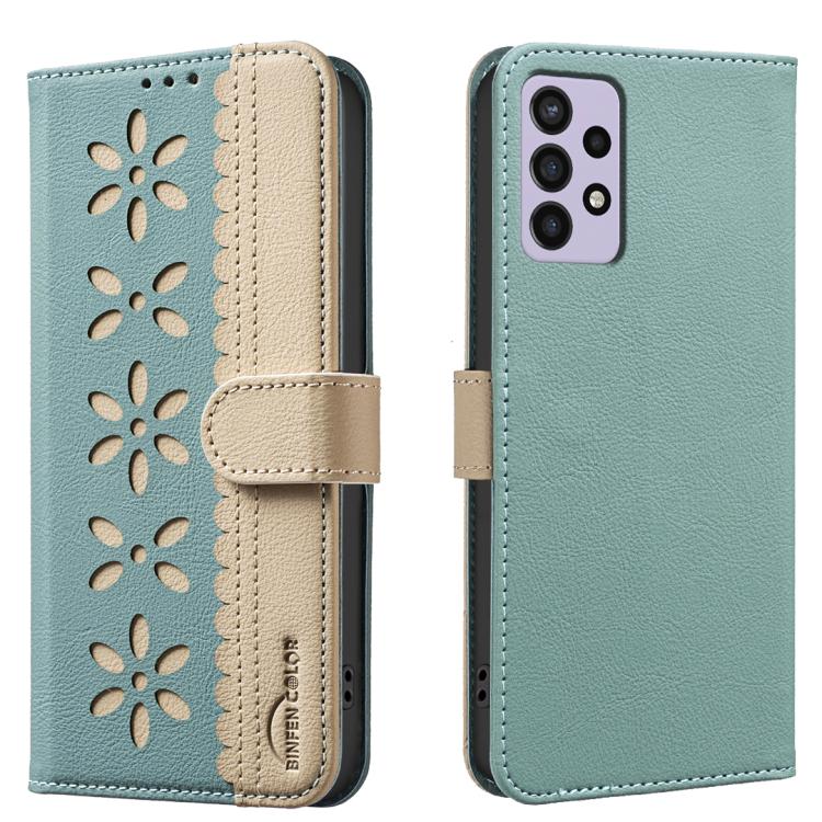 Custodia per telefono in pelle con motivo floreale traforato e protezione RFID., For Samsung Galaxy A13, For Samsung Galaxy A52 / A52S, For Samsung Galaxy A02S / A03S, For Samsung Galaxy A22 4G