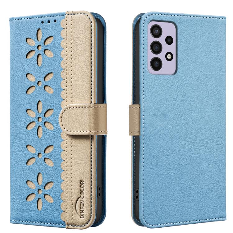 Custodia per telefono in pelle con motivo floreale traforato e protezione RFID., For Samsung Galaxy A22 5G, For Samsung Galaxy A32 4G, For Samsung Galaxy A72, For Samsung Galaxy A32 5G