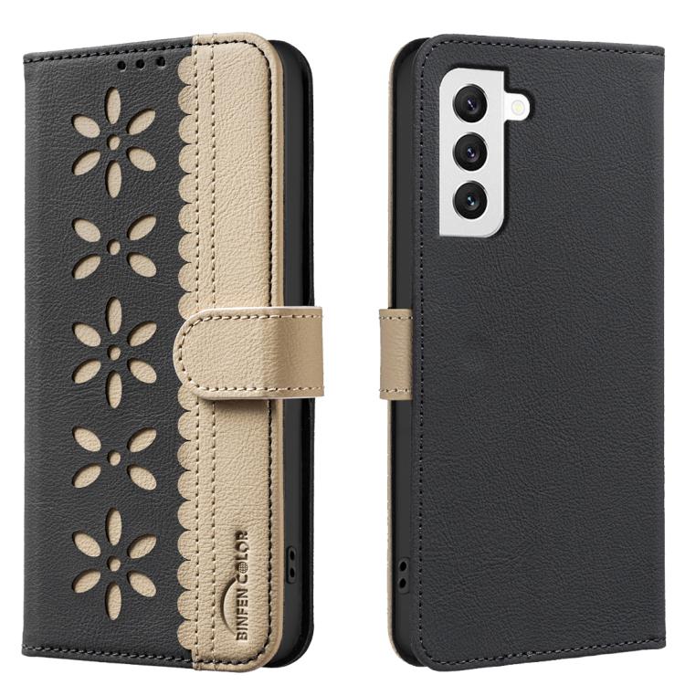 Custodia per telefono in pelle con motivo floreale traforato e protezione RFID., For Samsung Galaxy S23 5G, For Samsung Galaxy S22 Ultra 5G, For Samsung Galaxy S22+ 5G, For Samsung Galaxy S22 5G