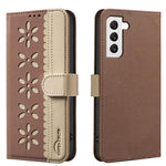 Custodia per telefono in pelle con motivo floreale traforato e protezione RFID., For Samsung Galaxy S23 5G, For Samsung Galaxy S22 Ultra 5G, For Samsung Galaxy S22+ 5G, For Samsung Galaxy S22 5G