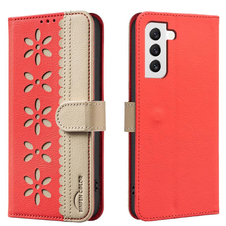Custodia per telefono in pelle con motivo floreale traforato e protezione RFID., For Samsung Galaxy S23 5G, For Samsung Galaxy S22 Ultra 5G, For Samsung Galaxy S22+ 5G, For Samsung Galaxy S22 5G