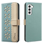 Custodia per telefono in pelle con motivo floreale traforato e protezione RFID., For Samsung Galaxy S23 5G, For Samsung Galaxy S22 Ultra 5G, For Samsung Galaxy S22+ 5G, For Samsung Galaxy S22 5G
