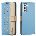Custodia per telefono in pelle con motivo floreale traforato e protezione RFID., For Samsung Galaxy S23 5G, For Samsung Galaxy S22 Ultra 5G, For Samsung Galaxy S22+ 5G, For Samsung Galaxy S22 5G