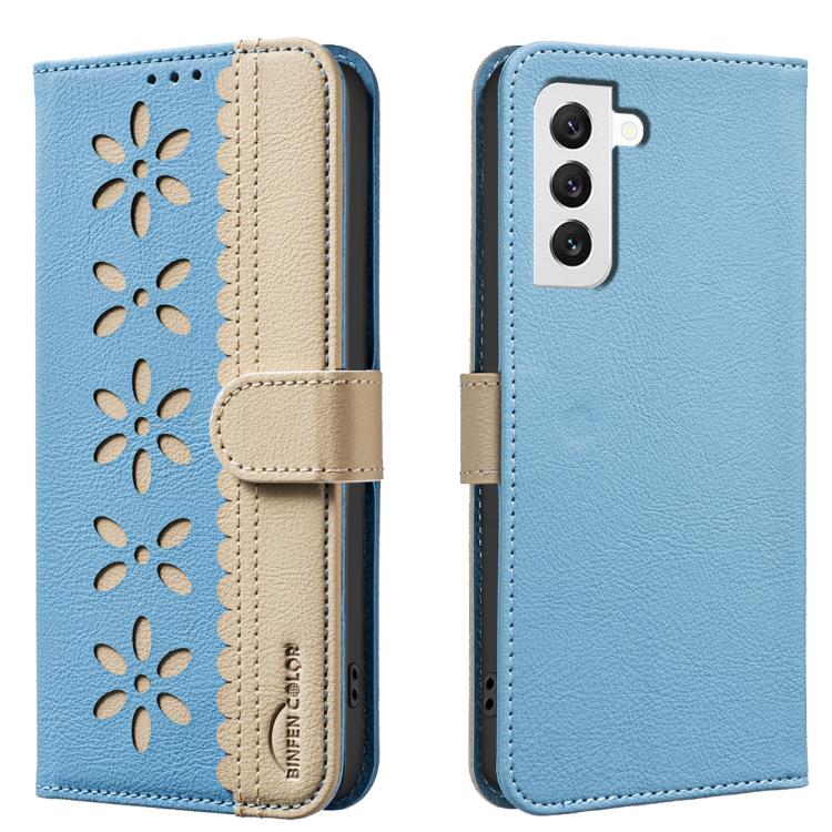 Custodia per telefono in pelle con motivo floreale traforato e protezione RFID., For Samsung Galaxy S23 5G, For Samsung Galaxy S22 Ultra 5G, For Samsung Galaxy S22+ 5G, For Samsung Galaxy S22 5G