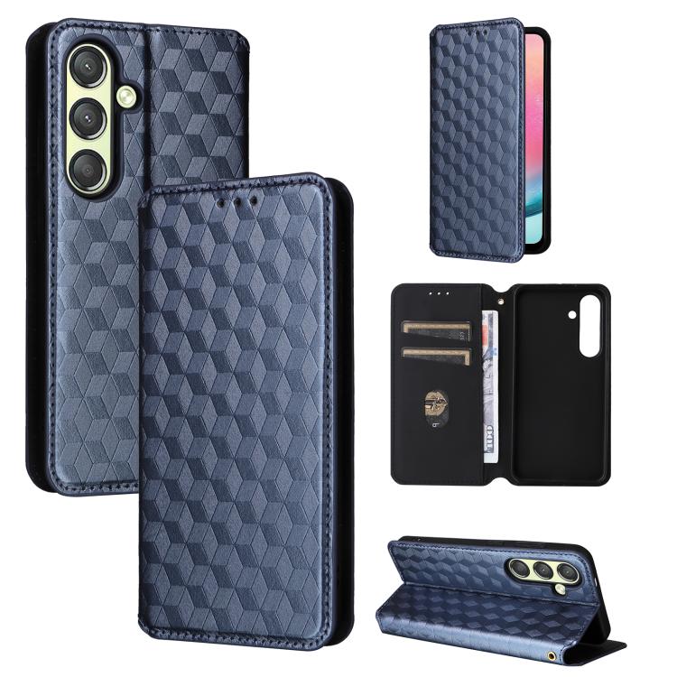 Custodia per telefono in pelle con texture a griglia cubica., For Samsung Galaxy S24 FE 5G, For Samsung Galaxy S24 Ultra 5G, For Samsung Galaxy S24+ 5G, For Samsung Galaxy S24 5G