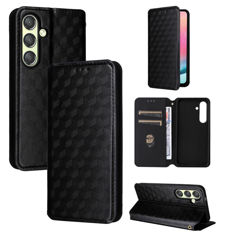 Custodia per telefono in pelle con texture a griglia cubica., For Samsung Galaxy S24 FE 5G, For Samsung Galaxy S24 Ultra 5G, For Samsung Galaxy S24+ 5G, For Samsung Galaxy S24 5G