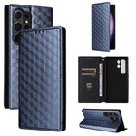 Custodia per telefono in pelle con texture a griglia cubica., For Samsung Galaxy S24 FE 5G, For Samsung Galaxy S24 Ultra 5G, For Samsung Galaxy S24+ 5G, For Samsung Galaxy S24 5G