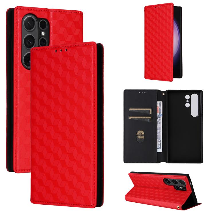 Custodia per telefono in pelle con texture a griglia cubica., For Samsung Galaxy S23 FE 5G, For Samsung Galaxy S23 Ultra 5G, For Samsung Galaxy S23+ 5G, For Samsung Galaxy S23 5G