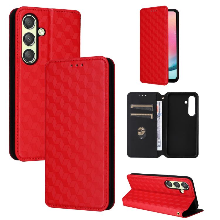 Custodia per telefono in pelle con texture a griglia cubica., For Samsung Galaxy S23 FE 5G, For Samsung Galaxy S23 Ultra 5G, For Samsung Galaxy S23+ 5G, For Samsung Galaxy S23 5G
