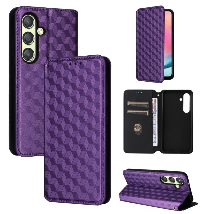 Custodia per telefono in pelle con texture a griglia cubica., For Samsung Galaxy S23 FE 5G, For Samsung Galaxy S23 Ultra 5G, For Samsung Galaxy S23+ 5G, For Samsung Galaxy S23 5G