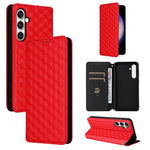 Custodia per telefono in pelle con texture a griglia cubica., For Samsung Galaxy S24 FE 5G, For Samsung Galaxy S24 Ultra 5G, For Samsung Galaxy S24+ 5G, For Samsung Galaxy S24 5G