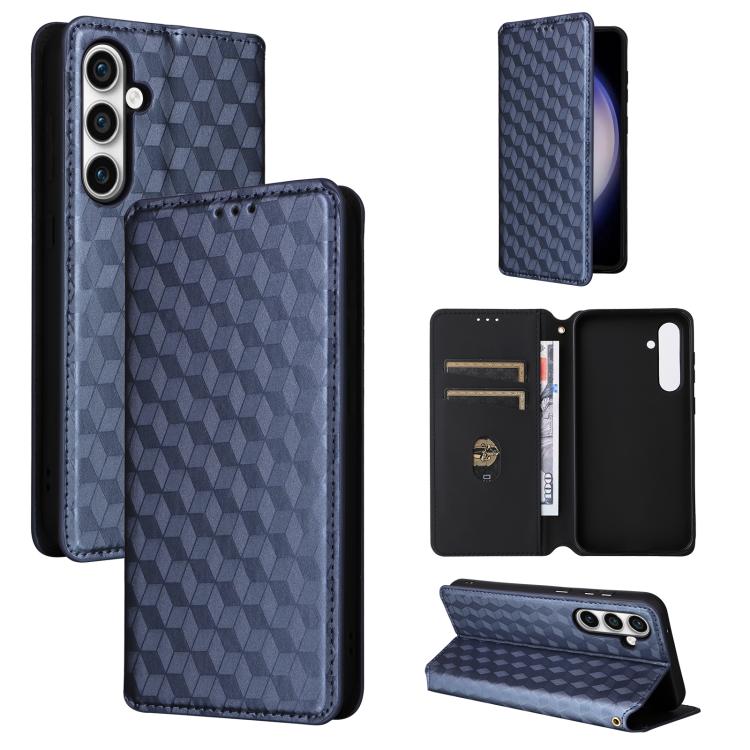 Custodia per telefono in pelle con texture a griglia cubica., For Samsung Galaxy S24 FE 5G, For Samsung Galaxy S24 Ultra 5G, For Samsung Galaxy S24+ 5G, For Samsung Galaxy S24 5G
