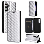 Custodia per telefono in pelle con texture a griglia cubica., For Samsung Galaxy S24 FE 5G, For Samsung Galaxy S24 Ultra 5G, For Samsung Galaxy S24+ 5G, For Samsung Galaxy S24 5G
