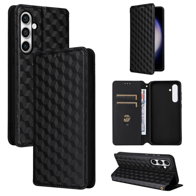 Custodia per telefono in pelle con texture a griglia cubica., For Samsung Galaxy S23 FE 5G, For Samsung Galaxy S23 Ultra 5G, For Samsung Galaxy S23+ 5G, For Samsung Galaxy S23 5G