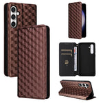 Custodia per telefono in pelle con texture a griglia cubica., For Samsung Galaxy S23 FE 5G, For Samsung Galaxy S23 Ultra 5G, For Samsung Galaxy S23+ 5G, For Samsung Galaxy S23 5G