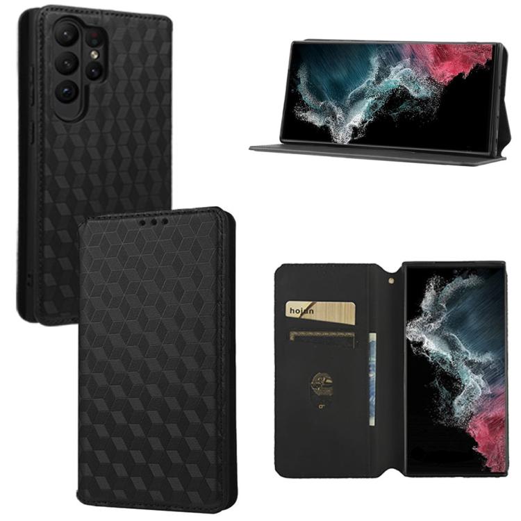 Custodia per telefono in pelle con texture a griglia cubica., For Samsung Galaxy S20 FE 2022 / 5G / 4G, For Samsung Galaxy S22 Ultra 5G, For Samsung Galaxy S22+ 5G, For Samsung Galaxy S22 5G