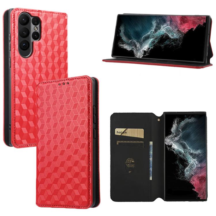 Custodia per telefono in pelle con texture a griglia cubica., For Samsung Galaxy S20 FE 2022 / 5G / 4G, For Samsung Galaxy S22 Ultra 5G, For Samsung Galaxy S22+ 5G, For Samsung Galaxy S22 5G