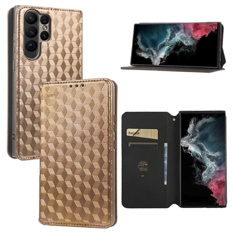 Custodia per telefono in pelle con texture a griglia cubica., For Samsung Galaxy S20 FE 2022 / 5G / 4G, For Samsung Galaxy S22 Ultra 5G, For Samsung Galaxy S22+ 5G, For Samsung Galaxy S22 5G