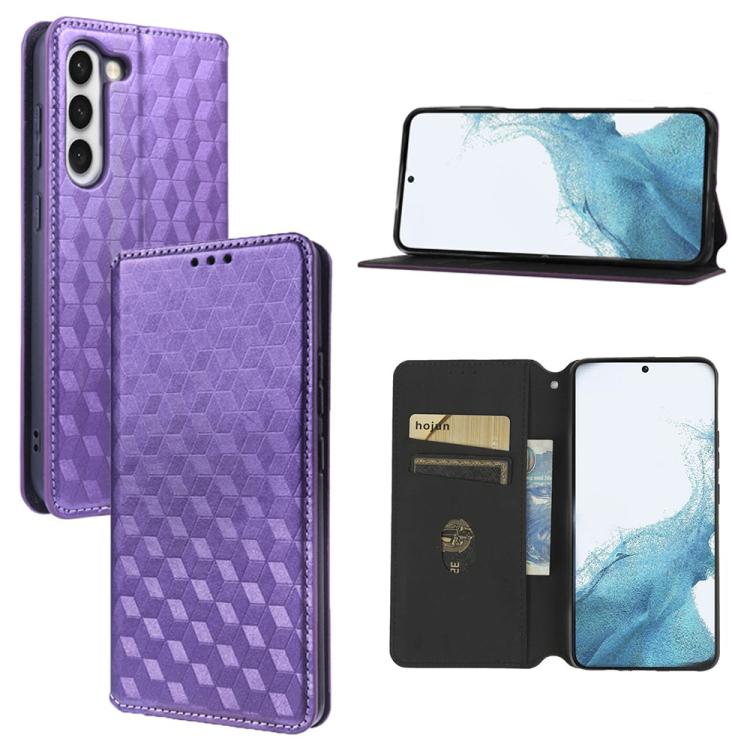 Custodia per telefono in pelle con texture a griglia cubica., For Samsung Galaxy S20 FE 2022 / 5G / 4G, For Samsung Galaxy S22 Ultra 5G, For Samsung Galaxy S22+ 5G, For Samsung Galaxy S22 5G