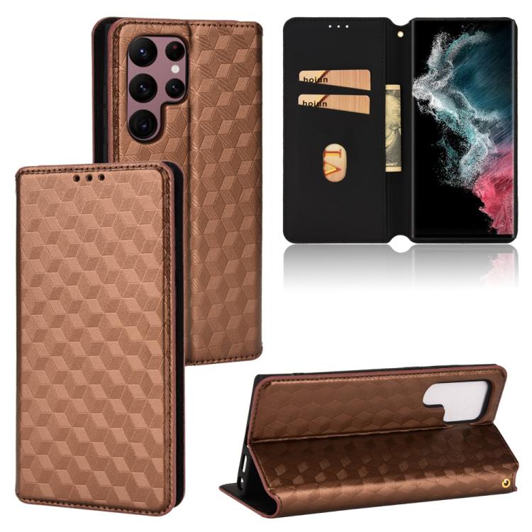 Custodia per telefono in pelle con texture a griglia cubica., For Samsung Galaxy S21 FE 5G, For Samsung Galaxy S21 5G, For Samsung Galaxy S21+ 5G, For Samsung Galaxy S21 Ultra 5G
