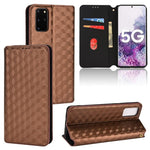 Custodia per telefono in pelle con texture a griglia cubica., For Samsung Galaxy S20, For Samsung Galaxy S20+