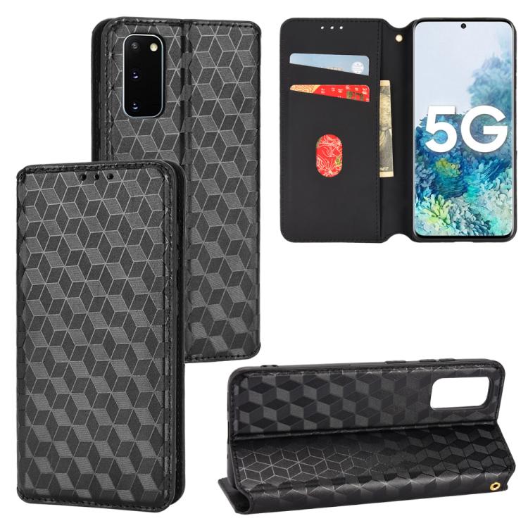 Custodia per telefono in pelle con texture a griglia cubica., For Samsung Galaxy S20, For Samsung Galaxy S20+