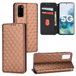 Custodia per telefono in pelle con texture a griglia cubica., For Samsung Galaxy S20, For Samsung Galaxy S20+