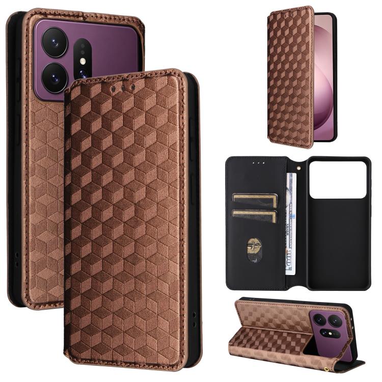 Custodia per telefono in pelle con texture a griglia cubica., For Samsung Galaxy S26+ 5G, For Samsung Galaxy S26 Ultra 5G, For Samsung Galaxy S26 5G, For Samsung Galaxy S25 FE 5G
