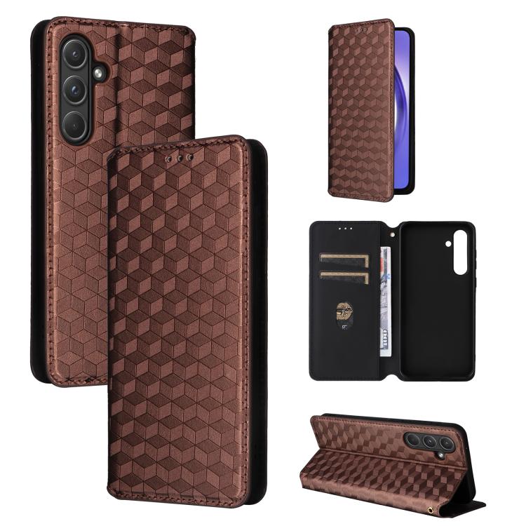 Custodia per telefono in pelle con texture a griglia cubica., For Samsung Galaxy A16 4G / 5G, For Samsung Galaxy A15 4G / 5G, For Samsung Galaxy A55 5G, For Samsung Galaxy A35 5G