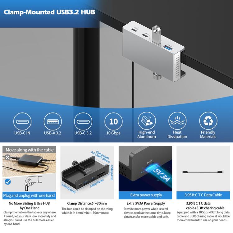 Hub USB 3.0 4 porte in lega di alluminio ORICO