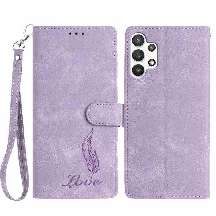 Custodia per telefono in similpelle con effetto piuma goffrato, piacevole al tatto., For Samsung Galaxy A03, For Samsung Galaxy A13 4G, For Samsung Galaxy A22 4G