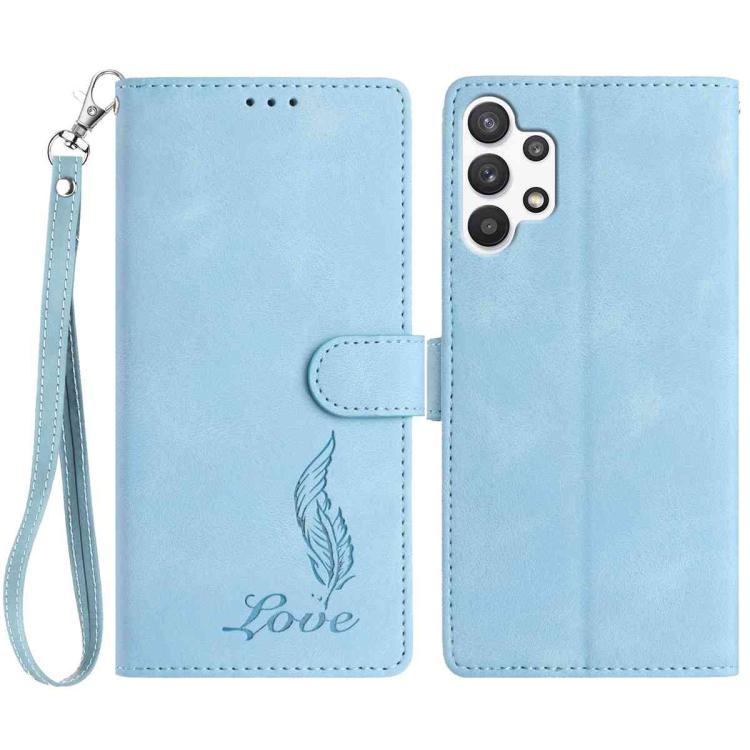 Custodia per telefono in similpelle con effetto piuma goffrato, piacevole al tatto., For Samsung Galaxy A03, For Samsung Galaxy A13 4G, For Samsung Galaxy A22 4G