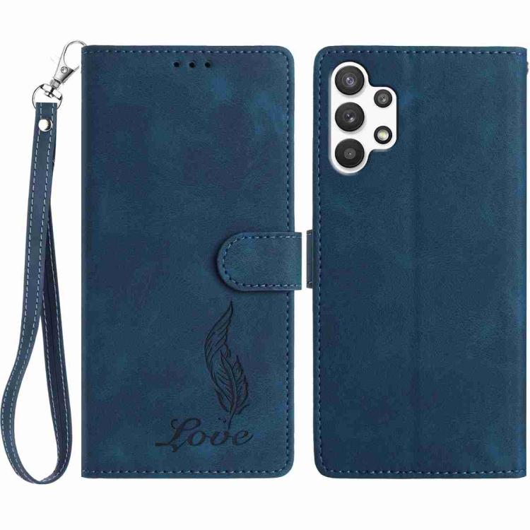 Custodia per telefono in similpelle con effetto piuma goffrato, piacevole al tatto., For Samsung Galaxy A03, For Samsung Galaxy A13 4G, For Samsung Galaxy A22 4G