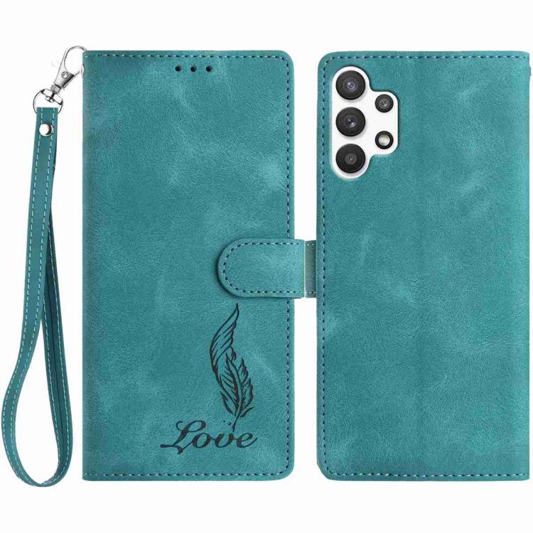 Custodia per telefono in similpelle con effetto piuma goffrato, piacevole al tatto., For Samsung Galaxy A22 5G, For Samsung Galaxy A32 4G, For Samsung Galaxy A72