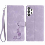 Custodia per telefono in similpelle con effetto piuma goffrato, piacevole al tatto., For Samsung Galaxy A22 5G, For Samsung Galaxy A32 4G, For Samsung Galaxy A72