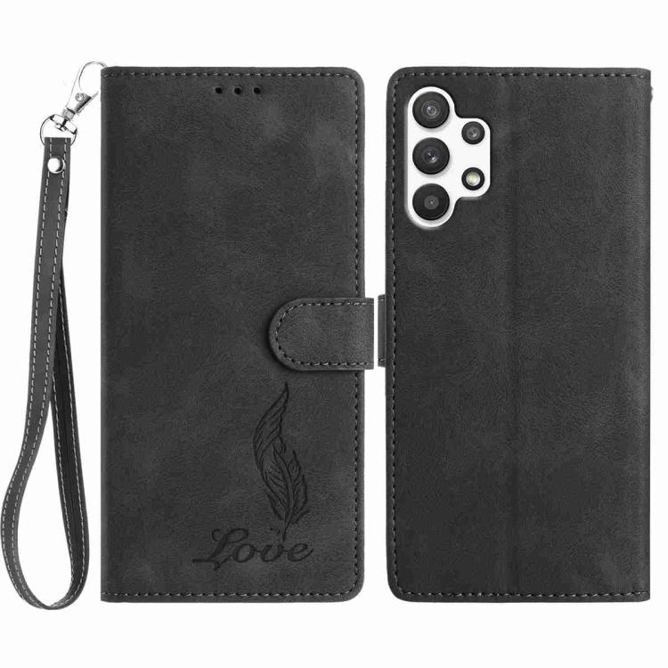 Custodia per telefono in similpelle con effetto piuma goffrato, piacevole al tatto., For Samsung Galaxy A22 5G, For Samsung Galaxy A32 4G, For Samsung Galaxy A72