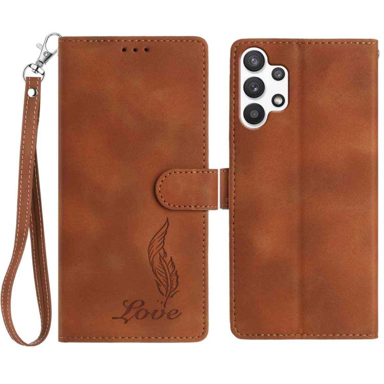 Custodia per telefono in similpelle con effetto piuma goffrato, piacevole al tatto., For Samsung Galaxy A22 5G, For Samsung Galaxy A32 4G, For Samsung Galaxy A72