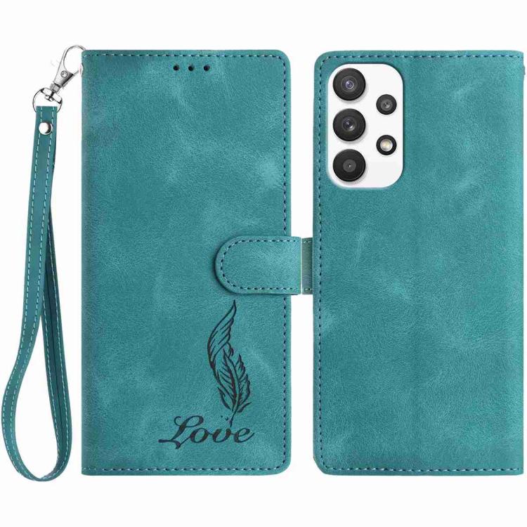 Custodia per telefono in similpelle con effetto piuma goffrato, piacevole al tatto., For Samsung Galaxy A22 5G, For Samsung Galaxy A32 4G, For Samsung Galaxy A72