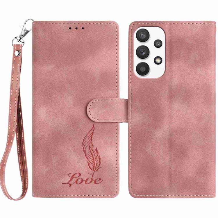 Custodia per telefono in similpelle con effetto piuma goffrato, piacevole al tatto., For Samsung Galaxy A22 5G, For Samsung Galaxy A32 4G, For Samsung Galaxy A72