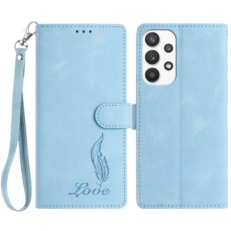 Custodia per telefono in similpelle con effetto piuma goffrato, piacevole al tatto., For Samsung Galaxy A22 5G, For Samsung Galaxy A32 4G, For Samsung Galaxy A72