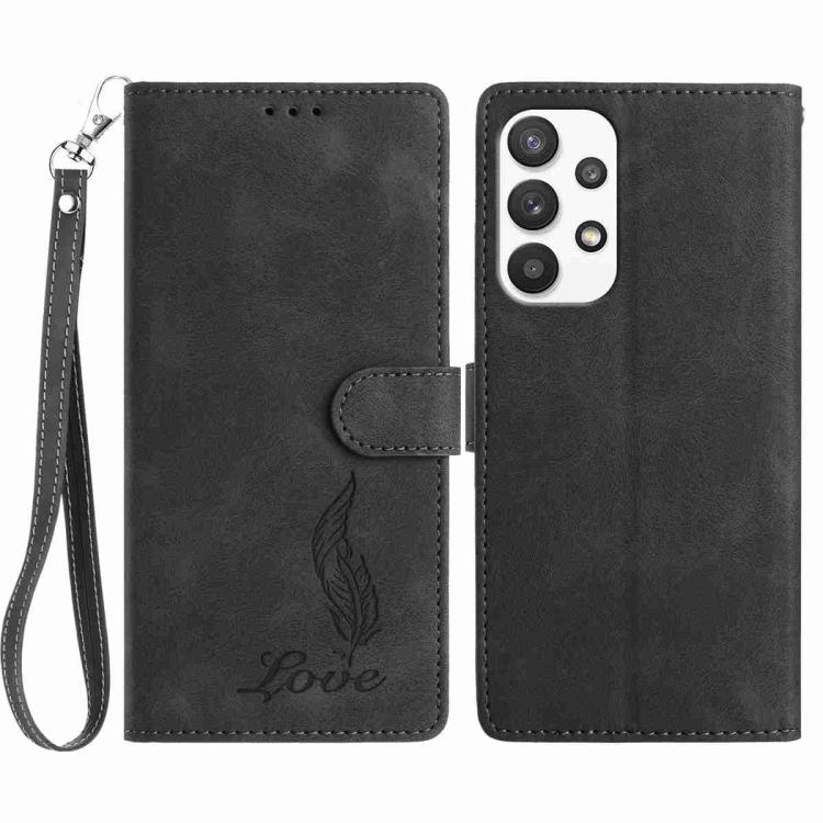 Custodia per telefono in similpelle con effetto piuma goffrato, piacevole al tatto., For Samsung Galaxy A22 5G, For Samsung Galaxy A32 4G, For Samsung Galaxy A72