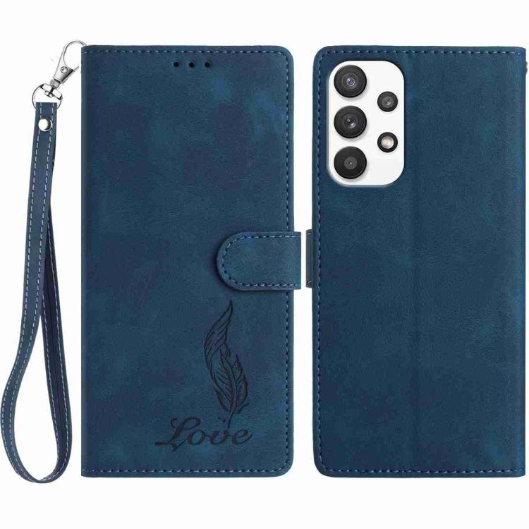 Custodia per telefono in similpelle con effetto piuma goffrato, piacevole al tatto., For Samsung Galaxy A22 5G, For Samsung Galaxy A32 4G, For Samsung Galaxy A72
