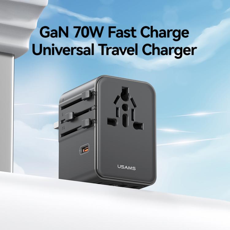 Caricabatterie da viaggio universale USAMS CC310 da 70 W con tre porte Type-C e due porte USB-A, CC310