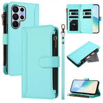 Custodia in pelle con chiusura magnetica, 9 scomparti per carte e cerniera, con cinturino da polso., For Samsung Galaxy S26+ 5G, For Samsung Galaxy S26 Edge 5G, For Samsung Galaxy S26 Ultra 5G, For Samsung Galaxy S26 5G